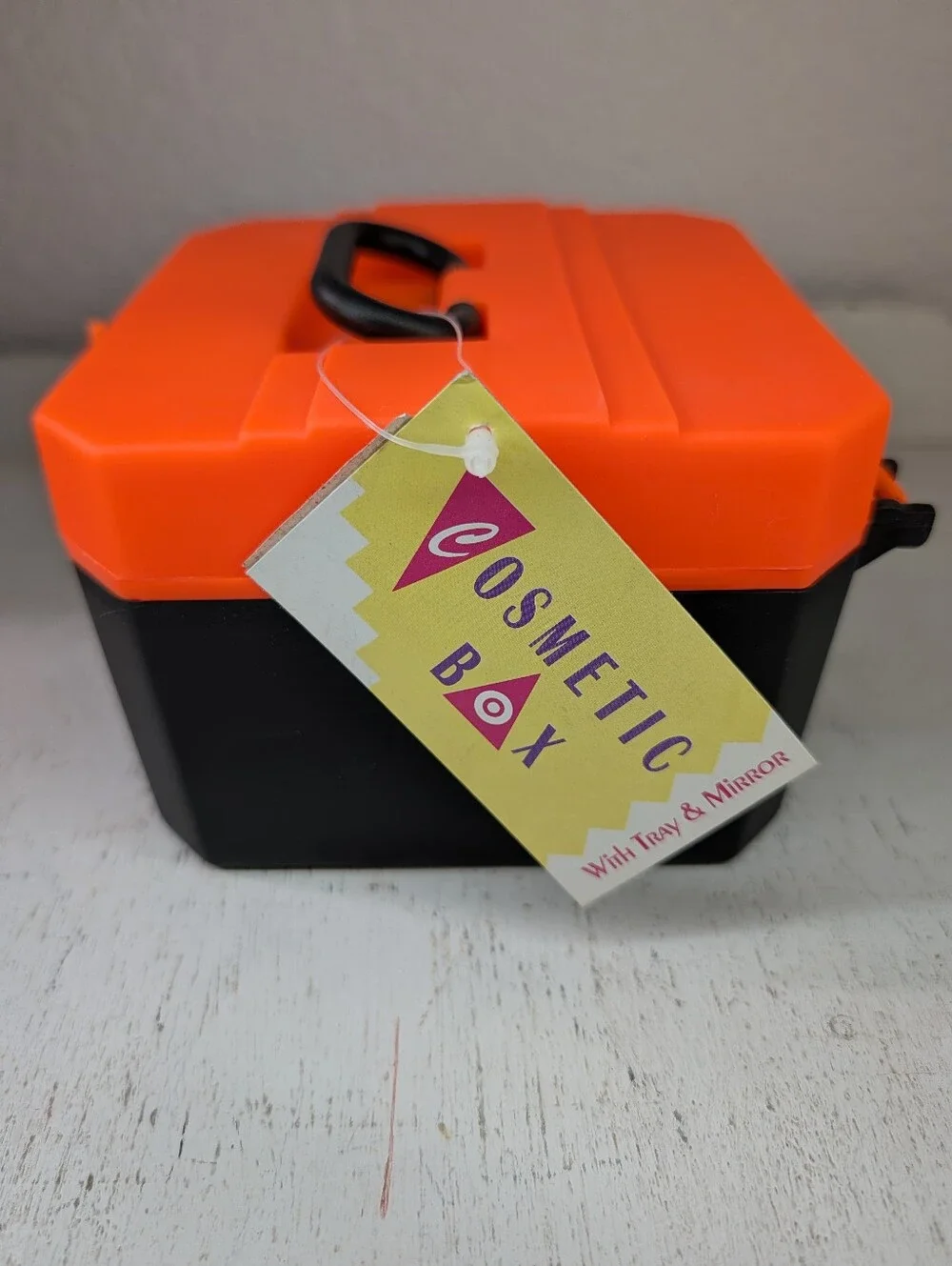 Vintage Retro Caboodle Case 2 Tier Mirror Tray Insert Orange Black Organizer